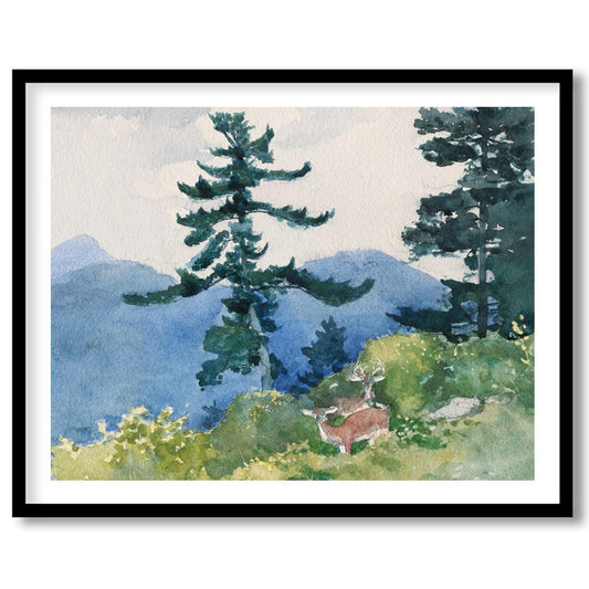 Immerse yourself in the serene beauty of nature with this enchanting watercolor landscape. for place