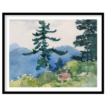 Immerse yourself in the serene beauty of nature with this enchanting watercolor landscape. for place