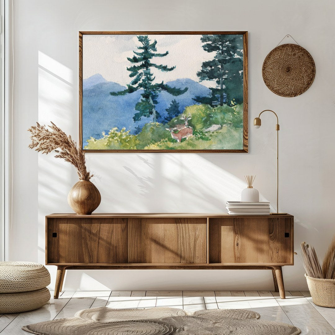 Immerse yourself in the serene beauty of nature with this enchanting watercolor landscape. for Sitting Area