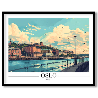 Experience the serene beauty of Oslo's waterfront with this stunning art print. Featuring a vibrant for bedroom