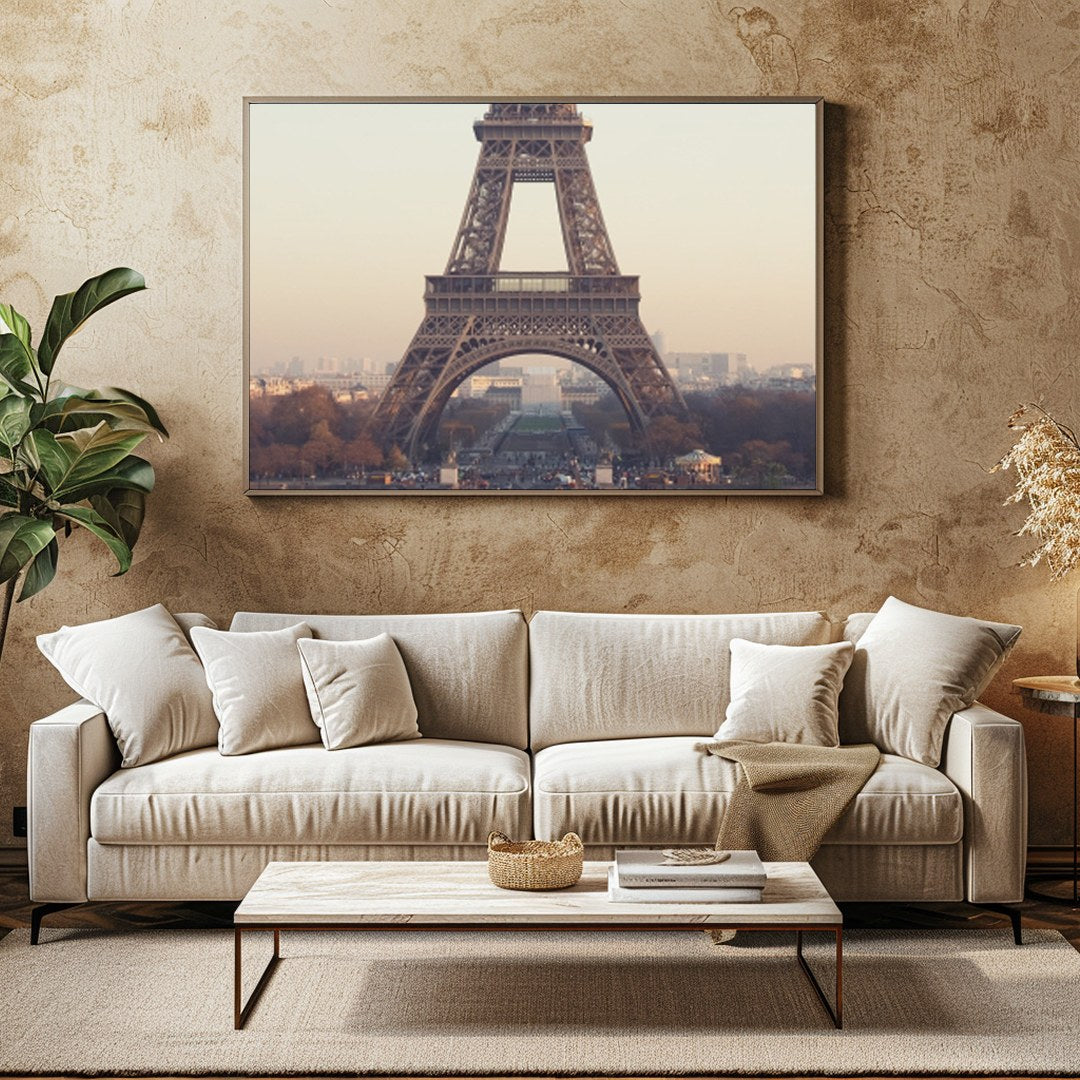 Capture the serene beauty of Paris at dawn with this breathtaking artwork. Featuring the iconic for Family Room