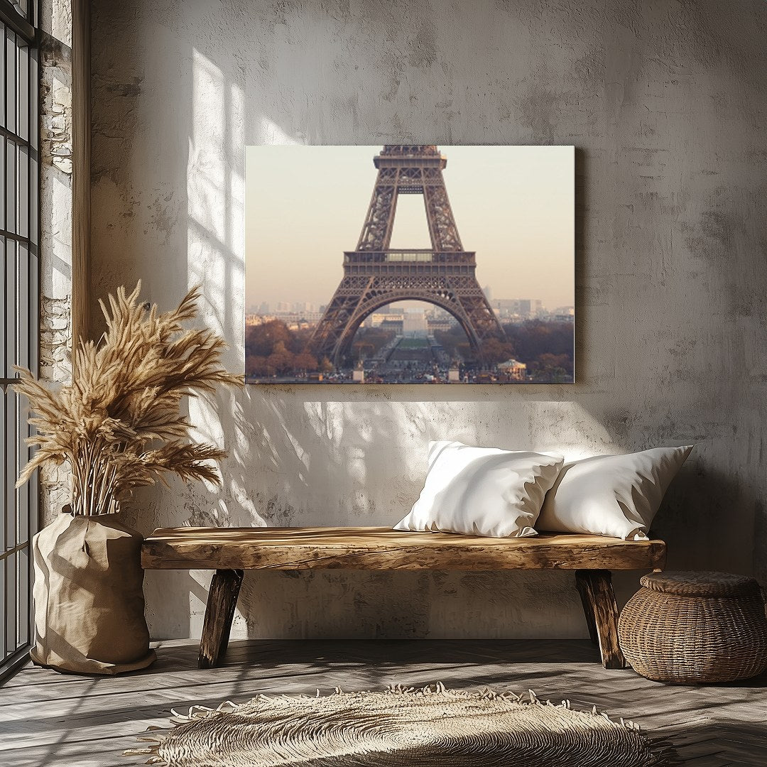Capture the serene beauty of Paris at dawn with this breathtaking artwork. Featuring the iconic for Veranda