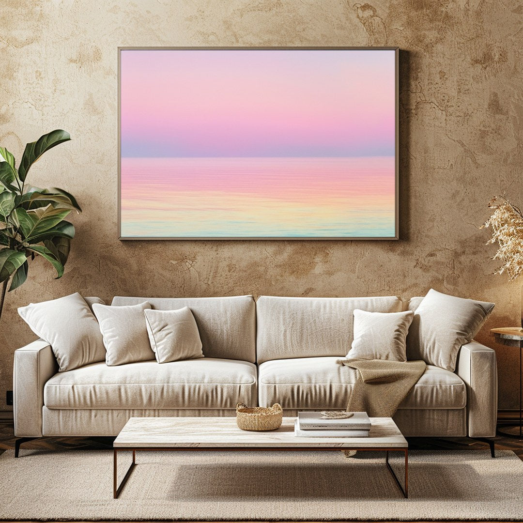 Immerse yourself in the serene beauty of this pastel seascape, where gentle hues blend seamlessly for Family Room