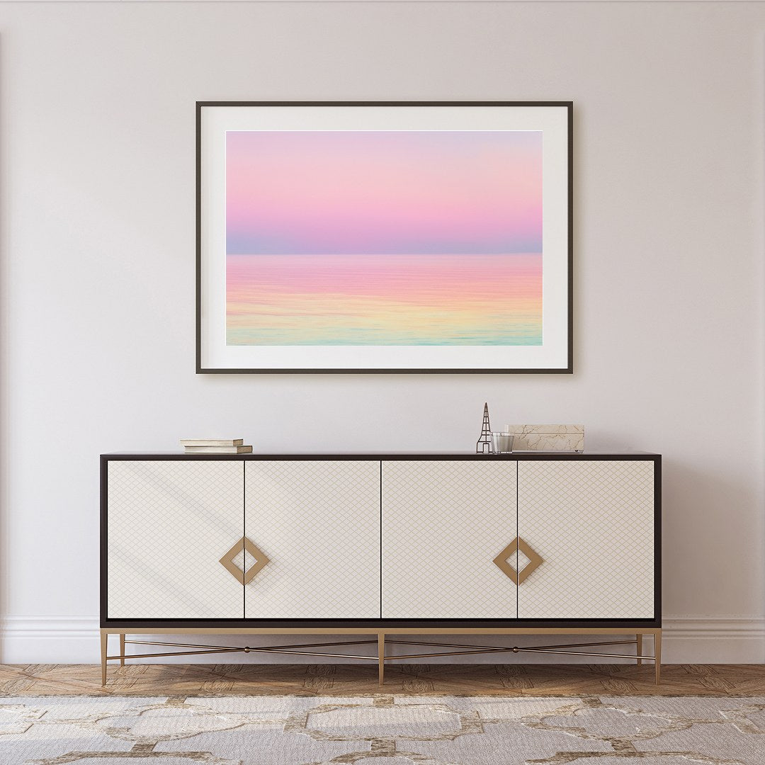Immerse yourself in the serene beauty of this pastel seascape, where gentle hues blend seamlessly for Foyer
