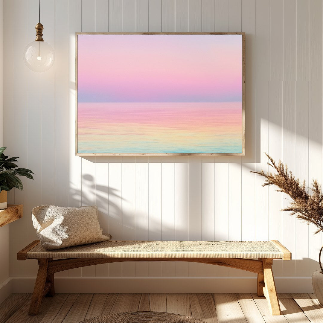 Immerse yourself in the serene beauty of this pastel seascape, where gentle hues blend seamlessly for Hallway