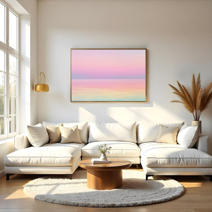 Immerse yourself in the serene beauty of this pastel seascape, where gentle hues blend seamlessly for Living Room