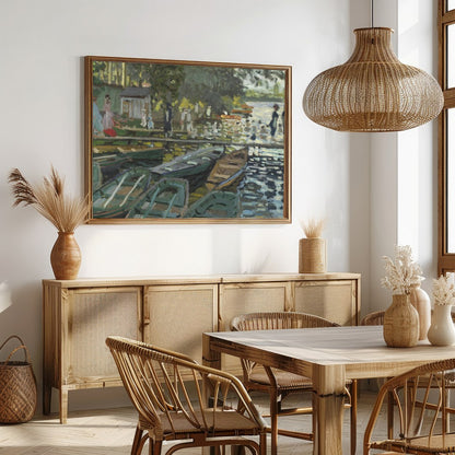Immerse yourself in the serene beauty of this impressionist lakeside scene. With its vibrant for Dining
