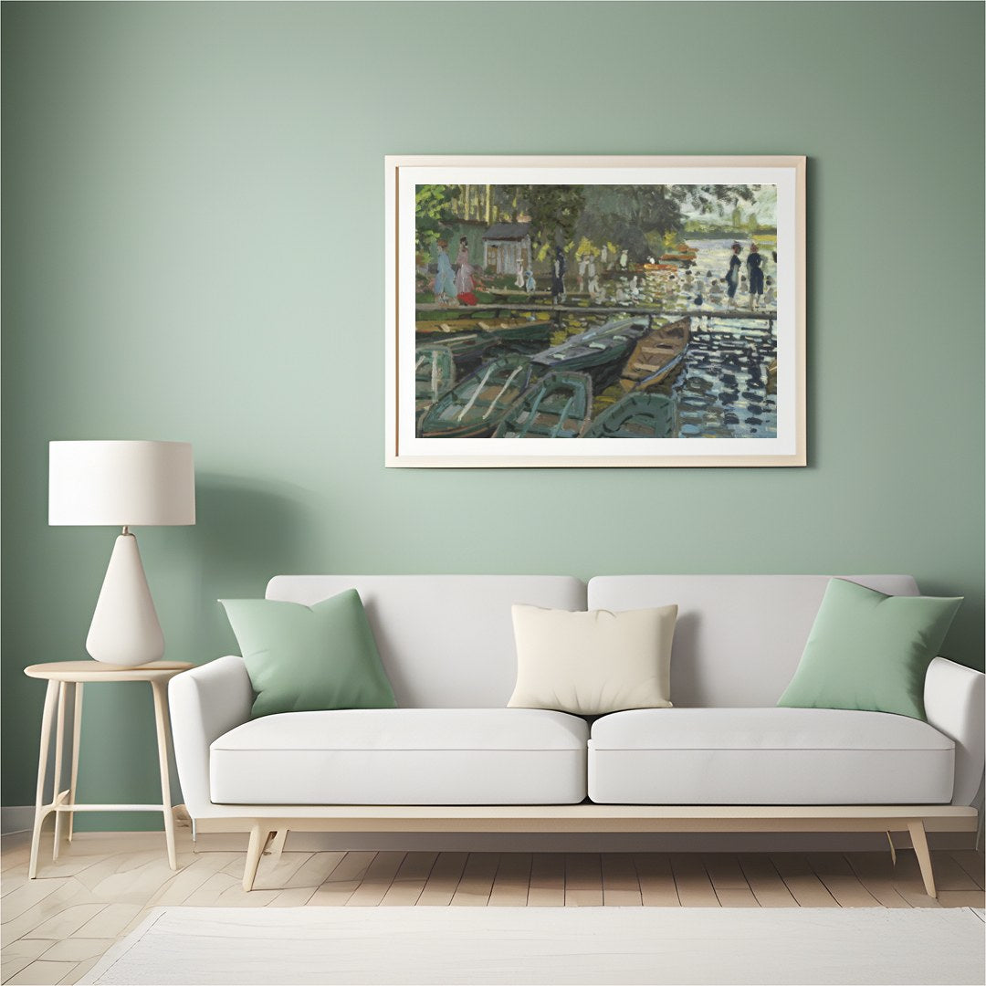 Immerse yourself in the serene beauty of this impressionist lakeside scene. With its vibrant for Hall