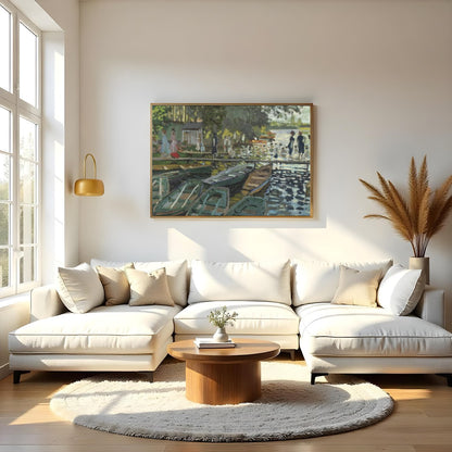 Immerse yourself in the serene beauty of this impressionist lakeside scene. With its vibrant for Living Room