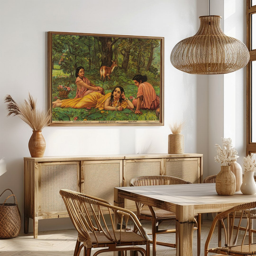 Embark on a journey into serenity with this exquisite artwork depicting a serene forest scene. for Dining