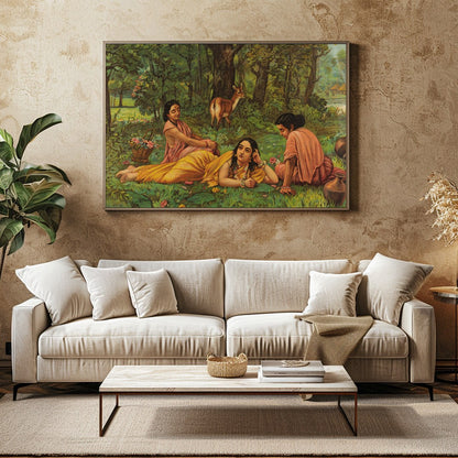 Embark on a journey into serenity with this exquisite artwork depicting a serene forest scene. for Family Room