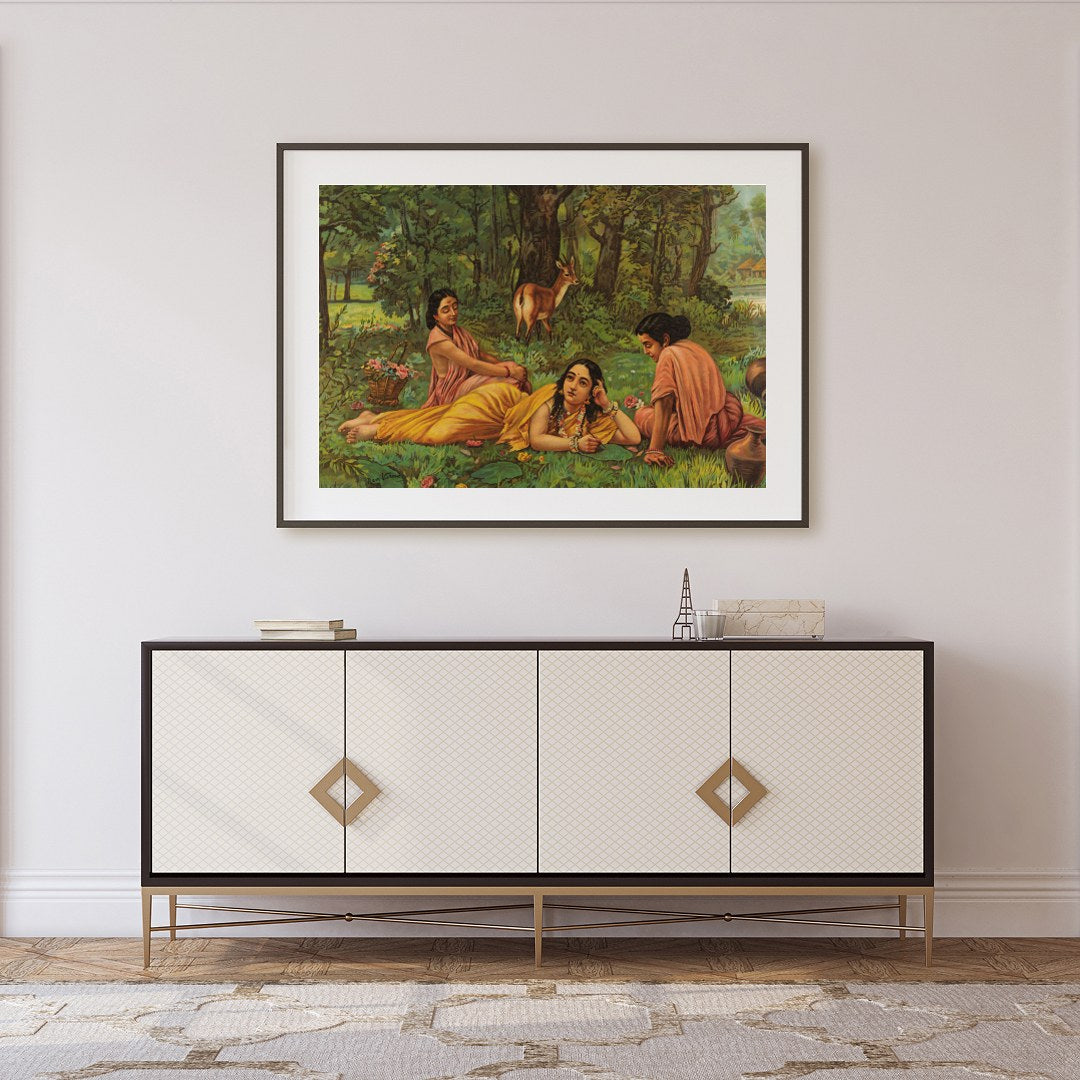 Embark on a journey into serenity with this exquisite artwork depicting a serene forest scene. for Foyer