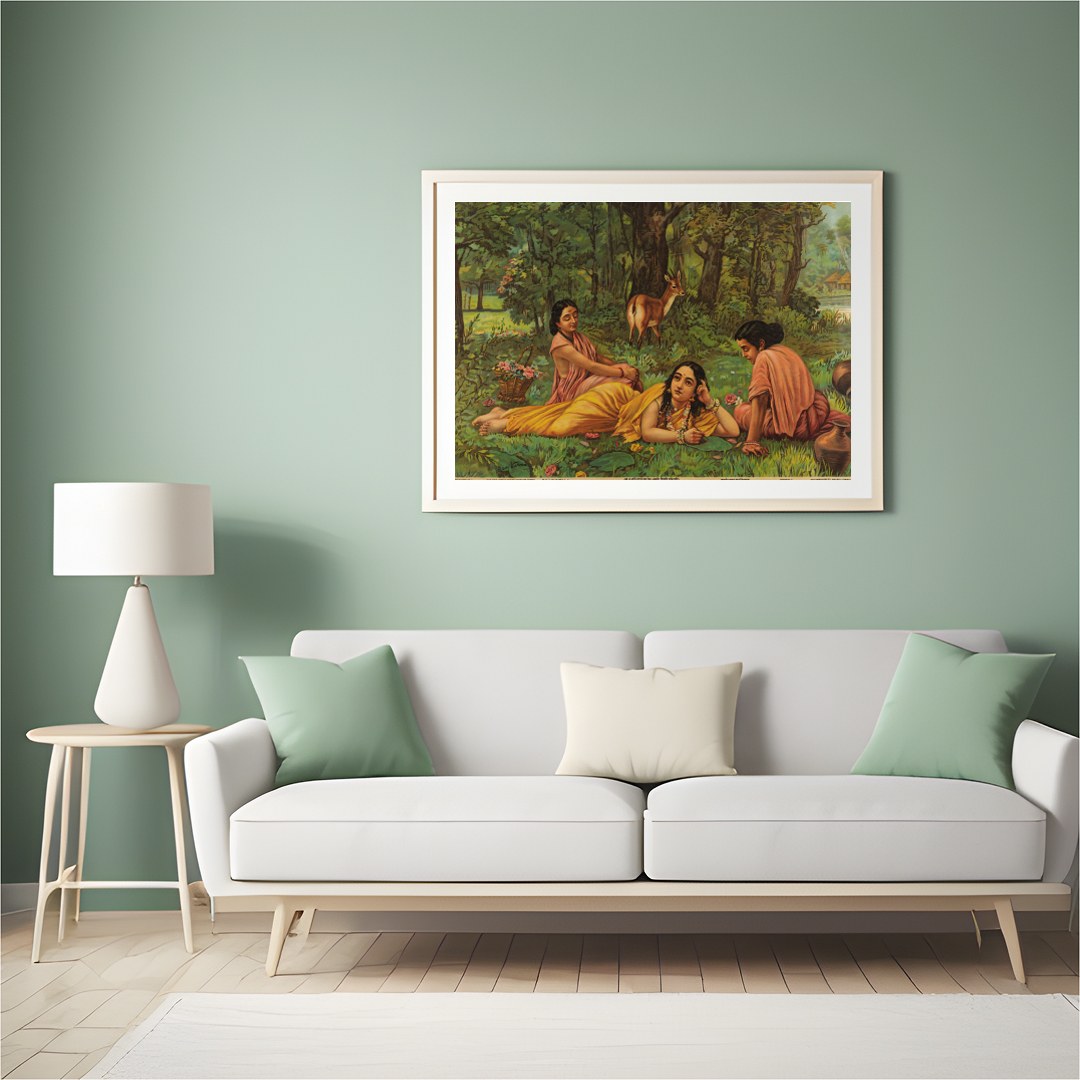 Embark on a journey into serenity with this exquisite artwork depicting a serene forest scene. for Hall