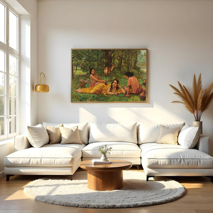 Embark on a journey into serenity with this exquisite artwork depicting a serene forest scene. for Living Room
