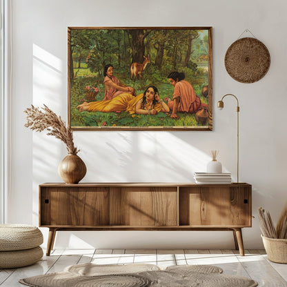 Embark on a journey into serenity with this exquisite artwork depicting a serene forest scene. for Sitting Area