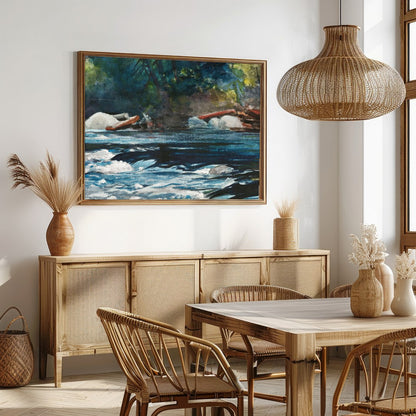 Immerse yourself in the serene beauty of nature with this stunning abstract depiction of a river for Dining