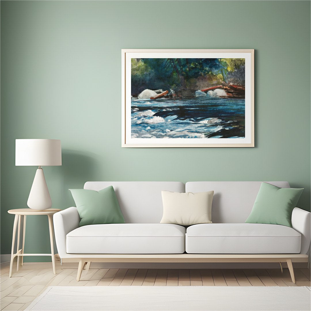 Immerse yourself in the serene beauty of nature with this stunning abstract depiction of a river for Hall