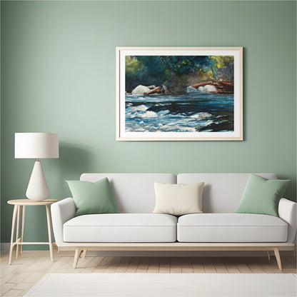 Immerse yourself in the serene beauty of nature with this stunning abstract depiction of a river for Hall