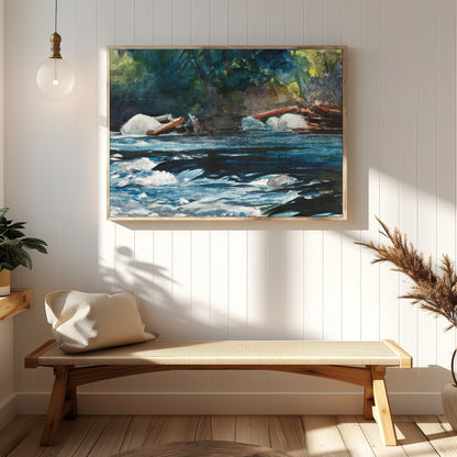Immerse yourself in the serene beauty of nature with this stunning abstract depiction of a river for Hallway