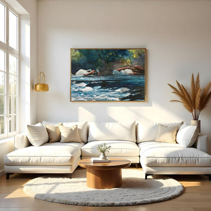 Immerse yourself in the serene beauty of nature with this stunning abstract depiction of a river for Living Room