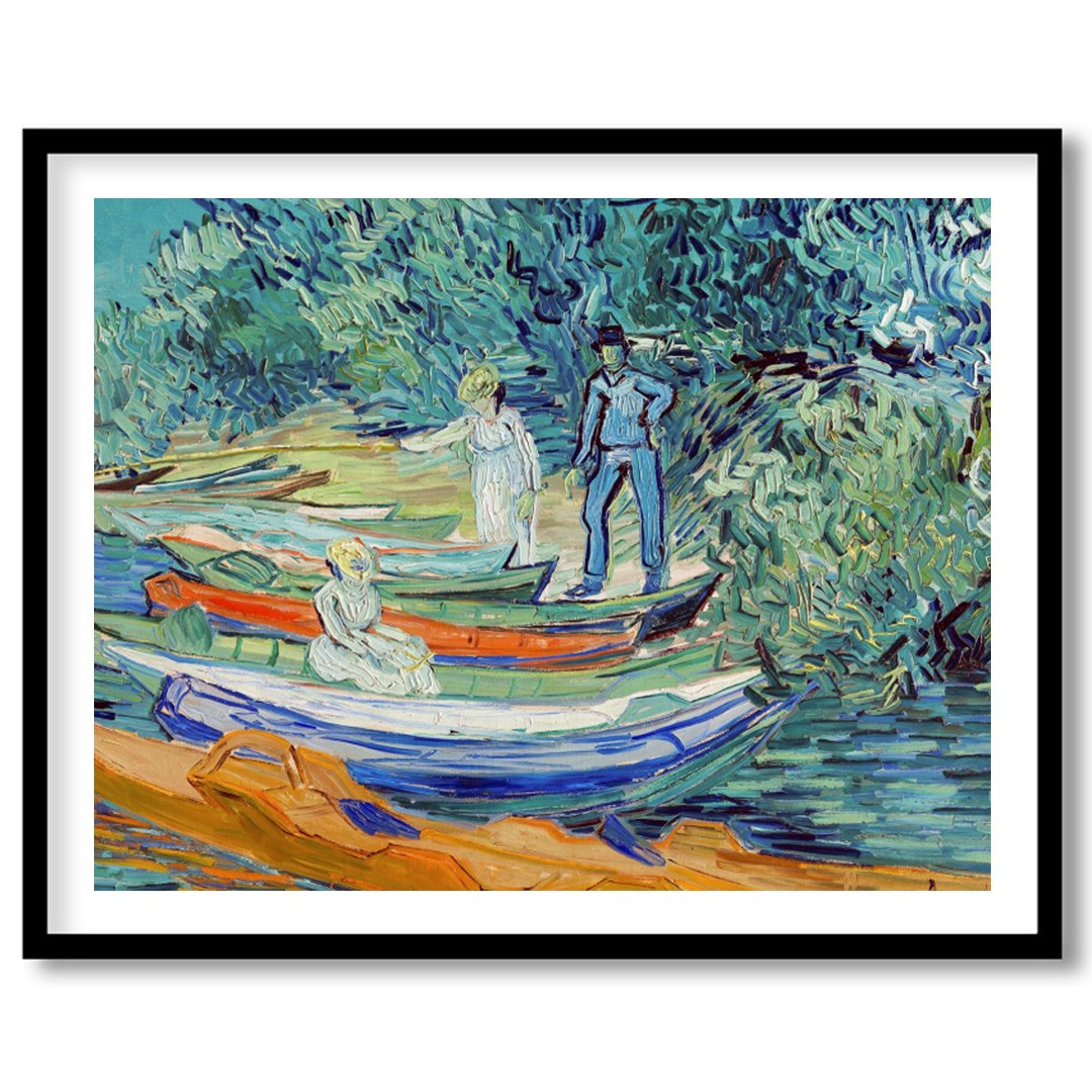 Capture the serene beauty of a riverside afternoon with this captivating artwork. Featuring figures for sanctuary