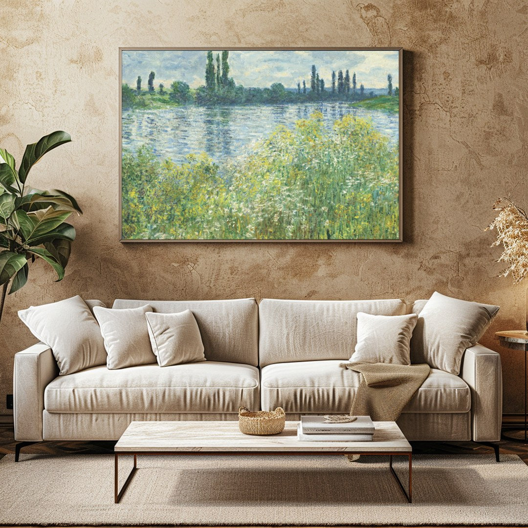Experience the serene beauty of nature with this captivating landscape artwork, depicting a calm for Family Room