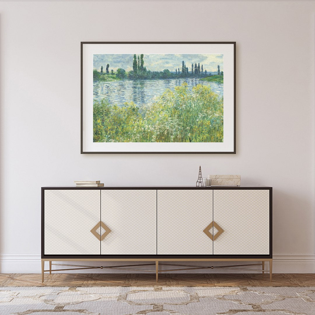 Experience the serene beauty of nature with this captivating landscape artwork, depicting a calm for Foyer