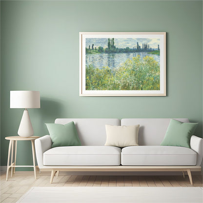 Experience the serene beauty of nature with this captivating landscape artwork, depicting a calm for Hall