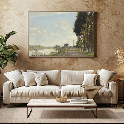Immerse yourself in the serene beauty of this tranquil riverscape, where soft brushstrokes capture for Family Room
