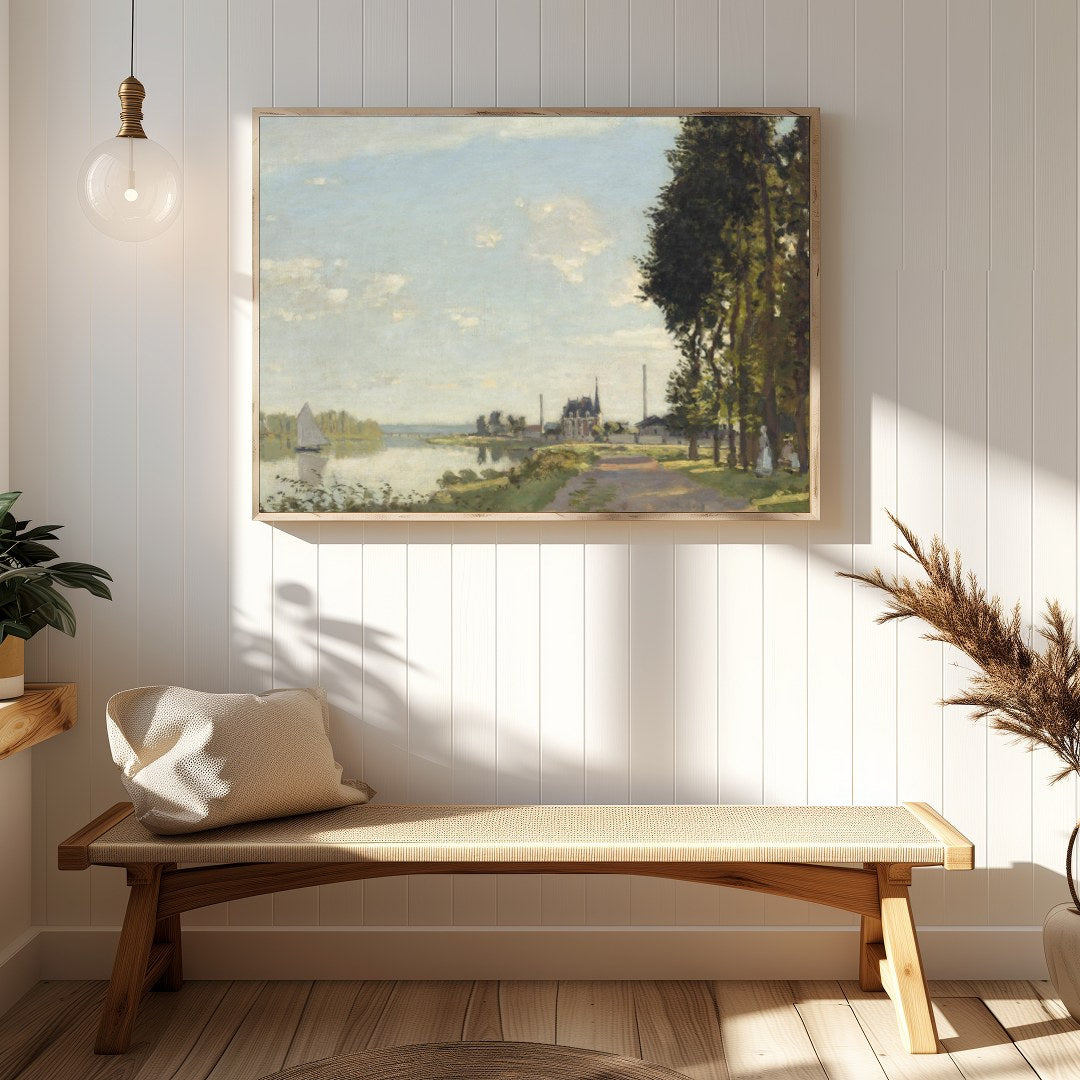 Immerse yourself in the serene beauty of this tranquil riverscape, where soft brushstrokes capture for Hallway
