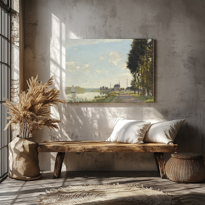 Immerse yourself in the serene beauty of this tranquil riverscape, where soft brushstrokes capture for Veranda