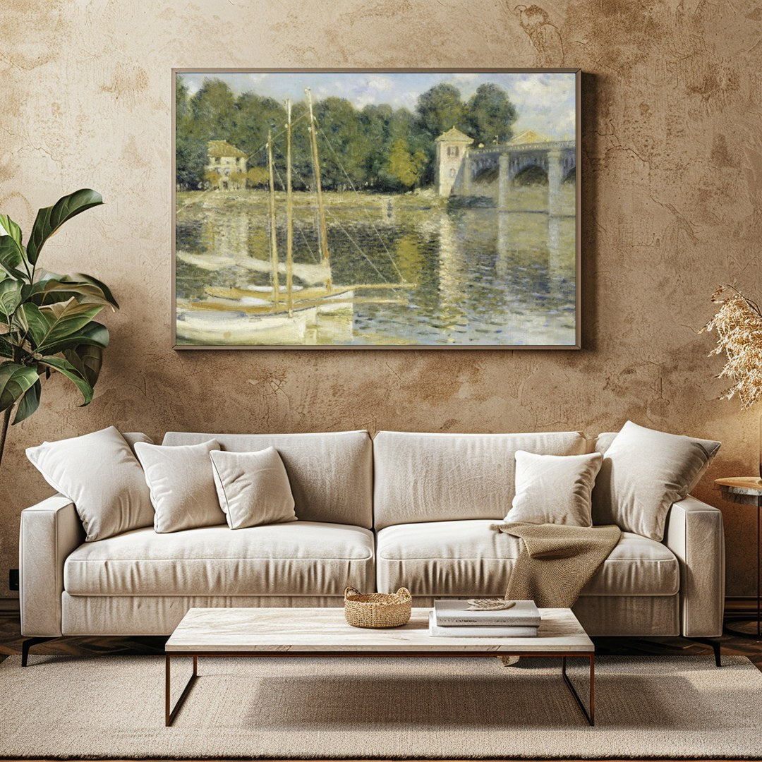 Immerse yourself in the serene beauty of this impressionist riverside scene. Capturing the gentle for Family Room