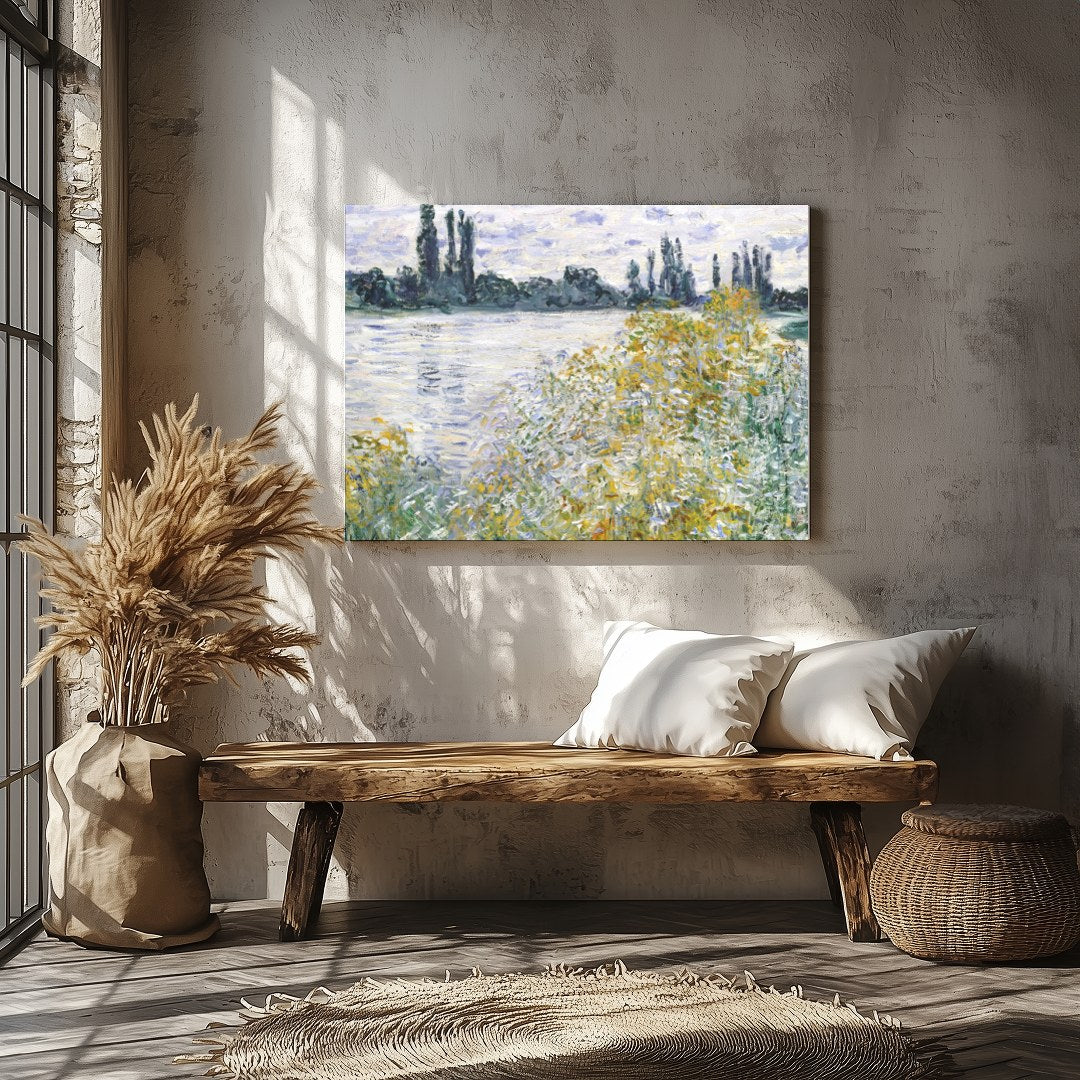 Experience the serene beauty of nature with 'Tranquil Riverside by Monet'. This artwork captures for Veranda