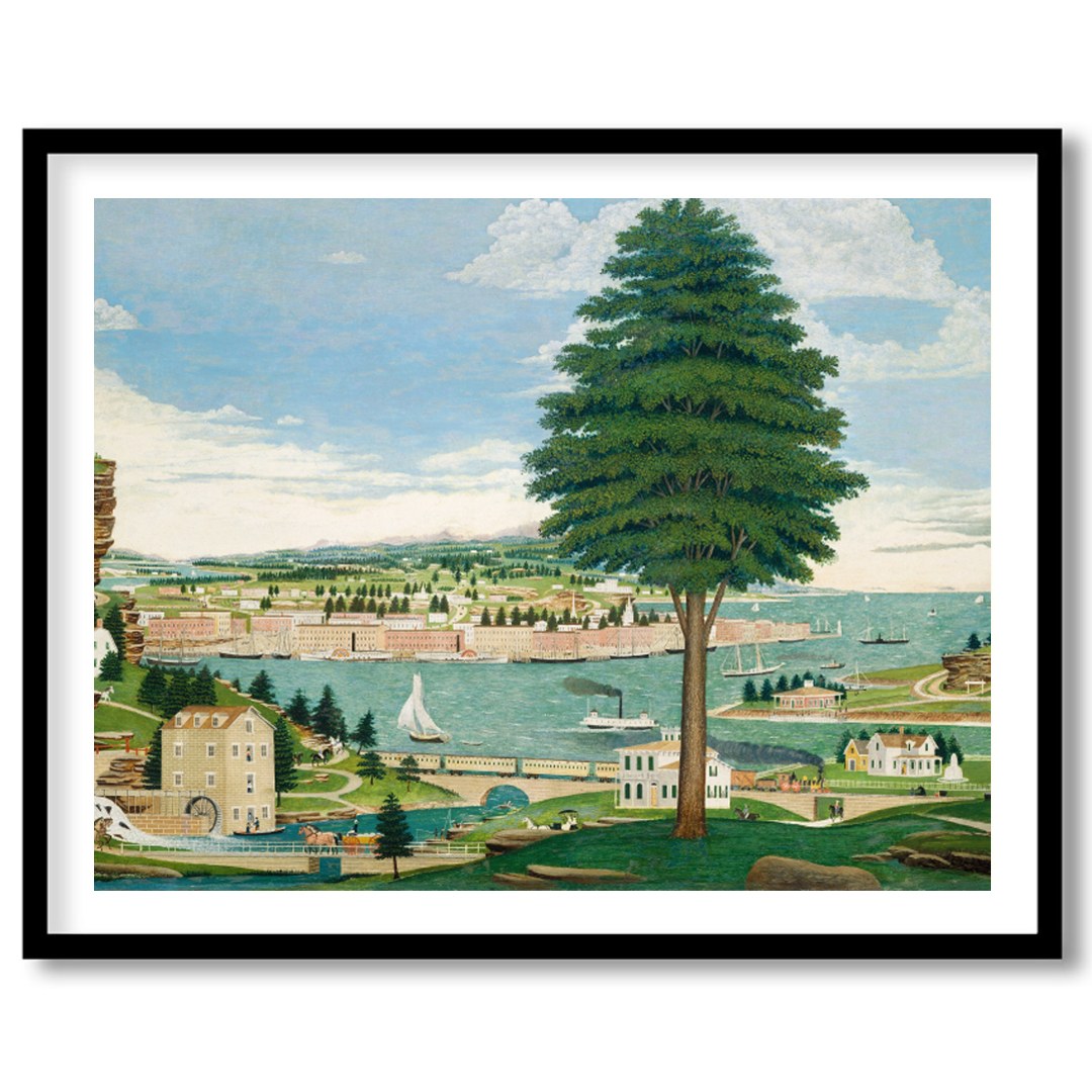 Immerse yourself in the charm of this tranquil riverside panorama, capturing a serene landscape for gallery