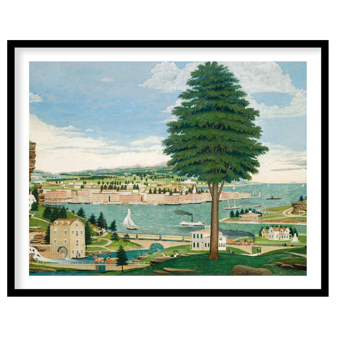 Immerse yourself in the charm of this tranquil riverside panorama, capturing a serene landscape for gallery