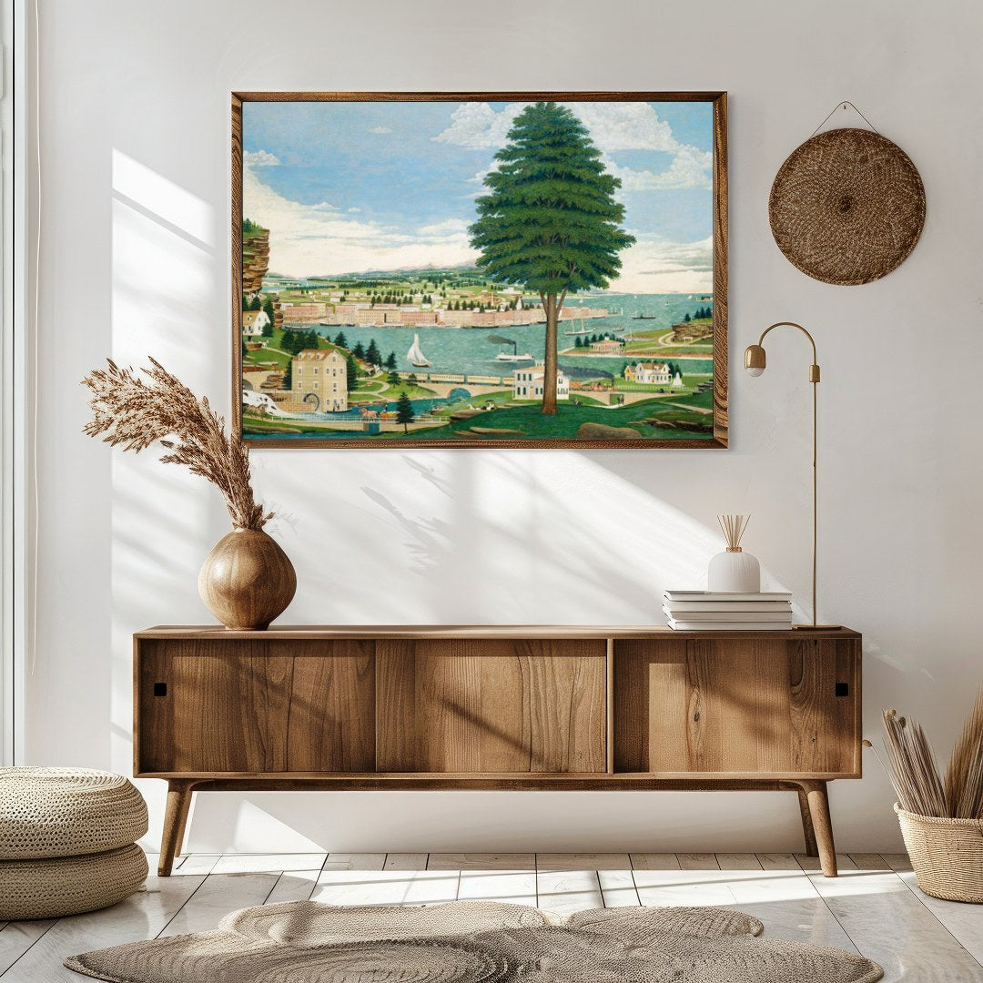 Immerse yourself in the charm of this tranquil riverside panorama, capturing a serene landscape for Sitting Area