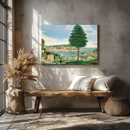Immerse yourself in the charm of this tranquil riverside panorama, capturing a serene landscape for Veranda