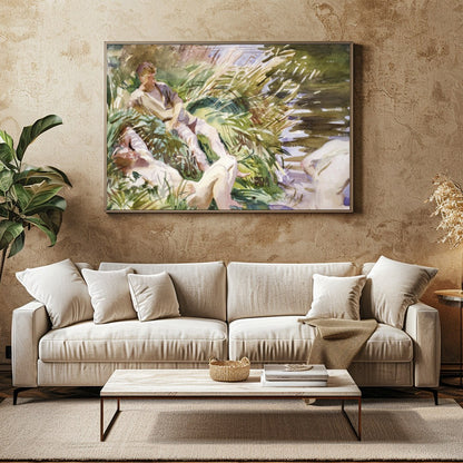 Immerse yourself in the serene beauty of this watercolor masterpiece, depicting a harmonious for Family Room