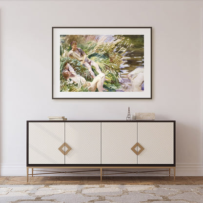 Immerse yourself in the serene beauty of this watercolor masterpiece, depicting a harmonious for Foyer