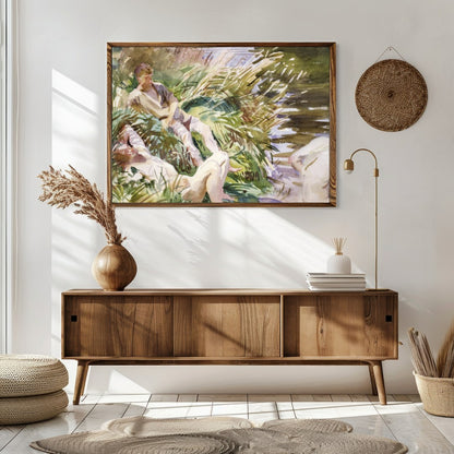 Immerse yourself in the serene beauty of this watercolor masterpiece, depicting a harmonious for Sitting Area