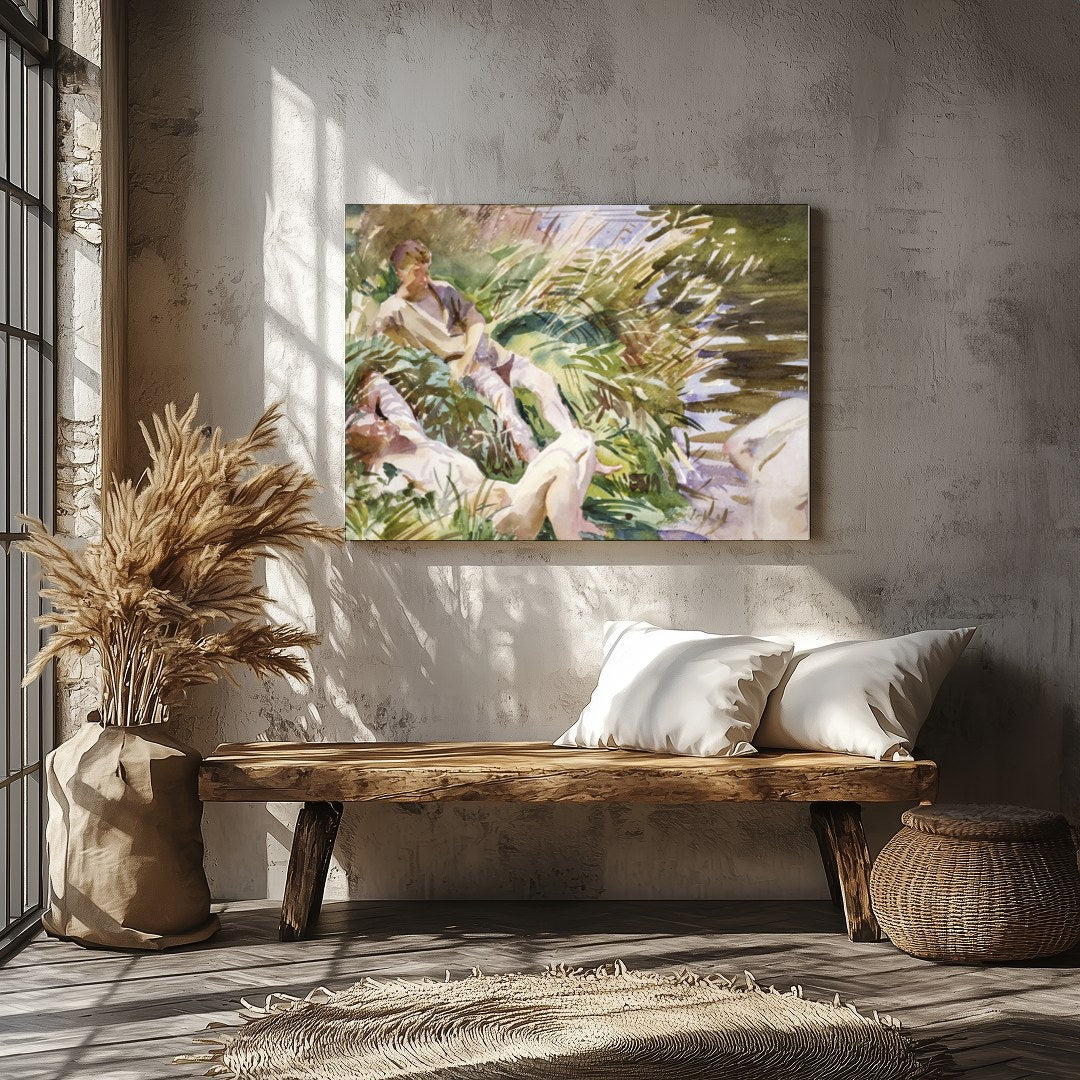 Immerse yourself in the serene beauty of this watercolor masterpiece, depicting a harmonious for Veranda
