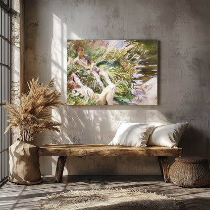 Immerse yourself in the serene beauty of this watercolor masterpiece, depicting a harmonious for Veranda