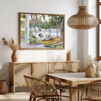 Capture the serene essence of leisure with this exquisite watercolor scene showcasing a restful for Dining