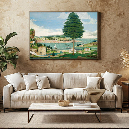 Immerse yourself in the serene beauty of this idyllic riverside village scene. This charming for Family Room