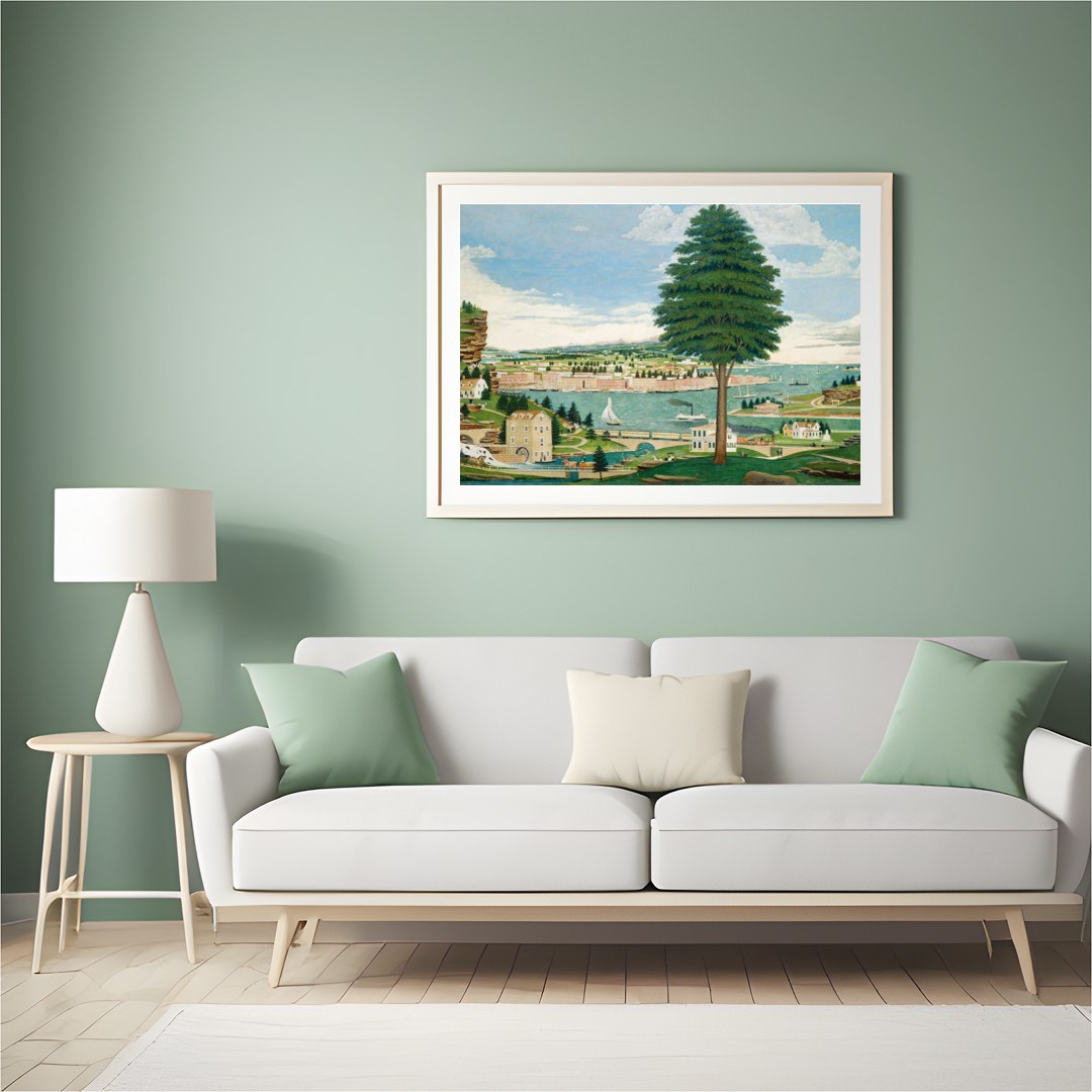 Immerse yourself in the serene beauty of this idyllic riverside village scene. This charming for Hall