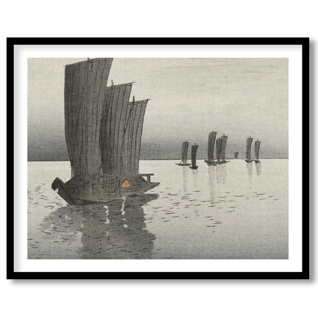 Immerse yourself in the serene beauty of 'Tranquil Sailboats at Dusk,' a captivating artwork that for hallway