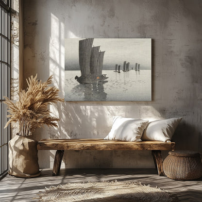 Immerse yourself in the serene beauty of 'Tranquil Sailboats at Dusk,' a captivating artwork that for Veranda