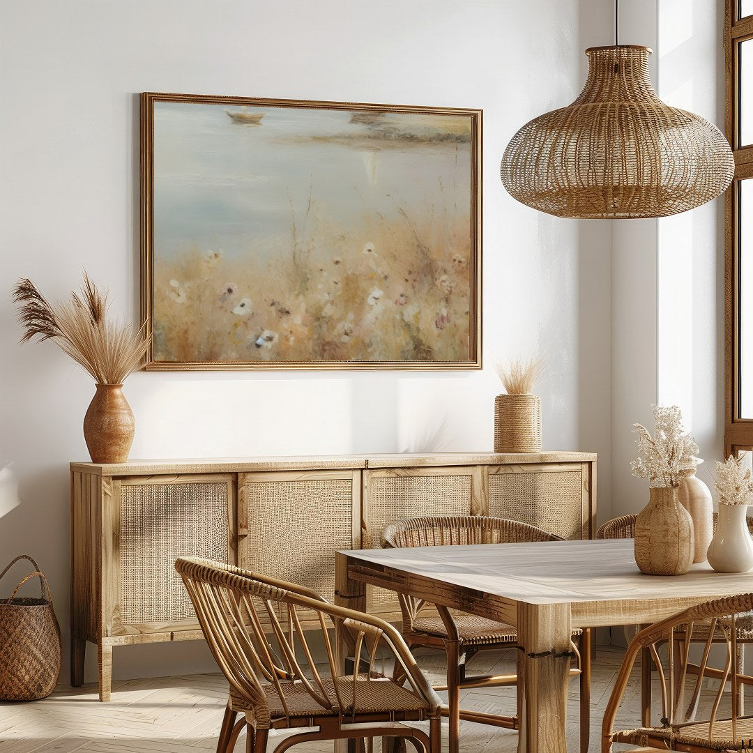Immerse yourself in the serenity of a misty morning with this stunning piece of wall art. Featuring for Dining