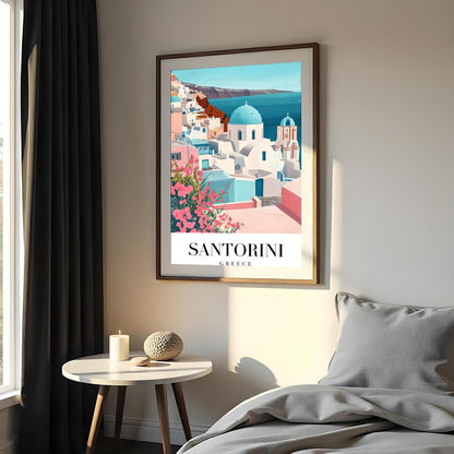 Immerse yourself in the idyllic charm of Santorini with this beautifully crafted artwork. Featuring for Bedroom