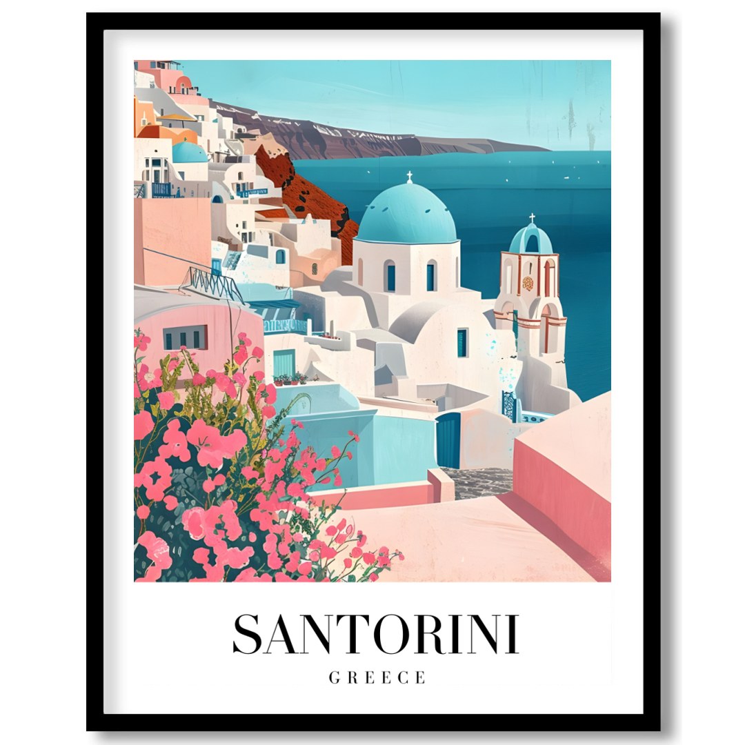Immerse yourself in the idyllic charm of Santorini with this beautifully crafted artwork. Featuring for hallway